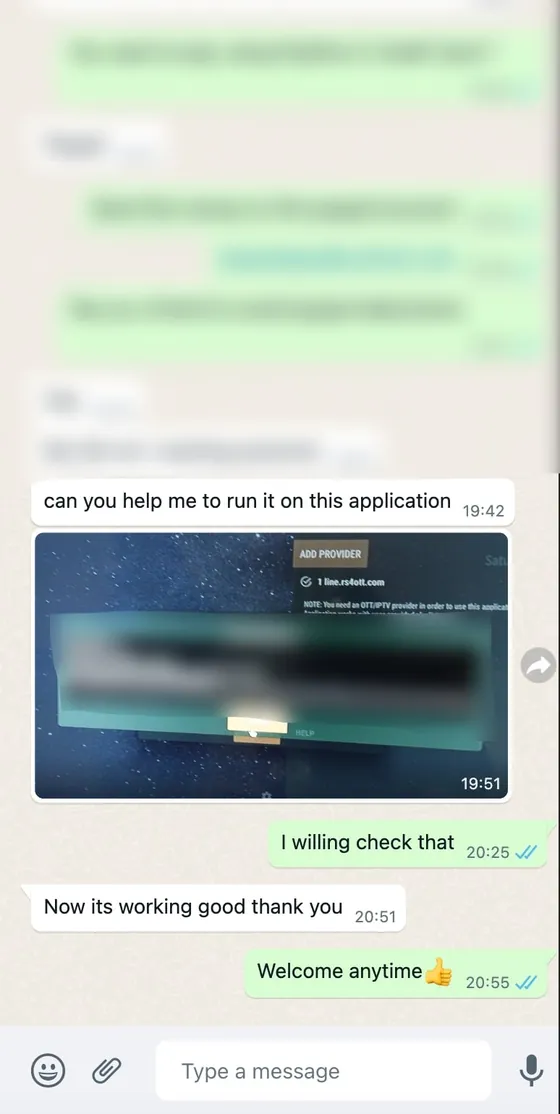 Screenshot: WhatsApp-Chat mit dem Strong 8K Support (3)